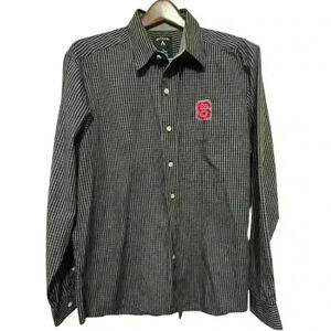 NC State L/S Shirt Mens XL Button Up Black Checkered Long Sleeve Antigua